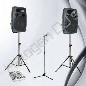 2 Speakers, Live Mixer, Microphone and Stands - Level 1 Band Package Hire