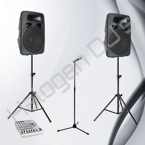 2 Speakers, Live Mixer, Microphone and Stands - Level 1 Band Package Hire