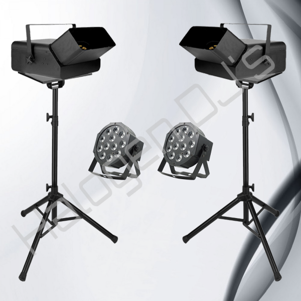 2 Large Bubbles and 2 DJ Lights with Stands - Level 1 Stage Effect Package Hire