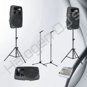 2 FOH Speakers, a Fold Back, Live Mixer and 2 Microphones with Stands - Level 2 Band Package Hire
