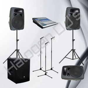 2 FOH Speakers, Fold Back Speaker, FOH Sub, Live Mixer, 3 Mics and Stands - Level 3 Band Package Hire