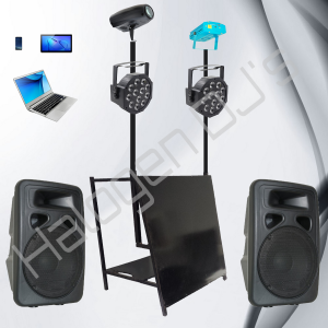 2 Speakers, Various Lights and DJ Table - Level 3 Phone Package Hire
