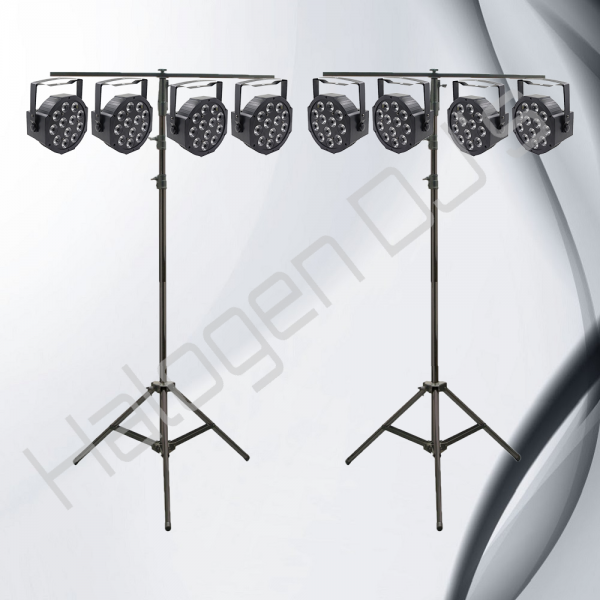 8 of our Stage Lights with Stands - Level 6 Lighting Package Hire