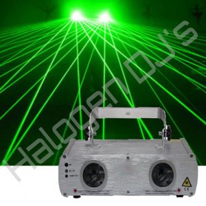 50 milliwatt light. Two/double green lens laser light - Double Lens Green 50mW x 50mW Laser Light Hire with Halogen DJ Company