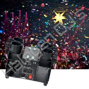 Four shot electric powered confetti cannon - Quad Head Electric Confetti Cannon Hire