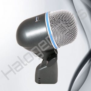 Shure brand drum instrument corded microphone for drum kits and kick drum - Shure Beta 52A Kick Drum Microphone Hire with Halogen DJ Company