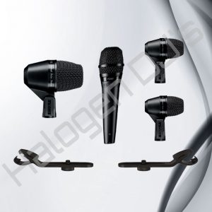 Shure PGA52, 2 Shure PGA56, a Shure PGA57 and 2 Shure AP56DM - Shure PGADRUMKIT4 Drum Kit Microphones Hire with Halogen DJ Company