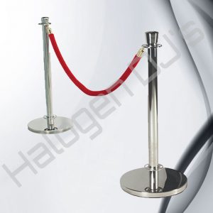 2 of our 1 metre silver bollards and a 1.7 metre red rope - 2 x 1m Silver Bollards & 1 x 1.7m Red Rope Hire with Halogen DJ Company
