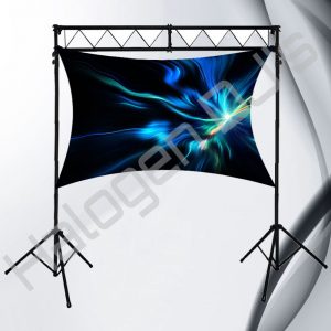 Stretch design 3 by 3 metre projector screen - 3m x 3m Stretch Projector Screen Hire with Halogen DJ Company
