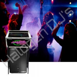 Touch screen jukebox with speakers and lighting - Audio Digital Jukebox Hire with Halogen DJ Company
