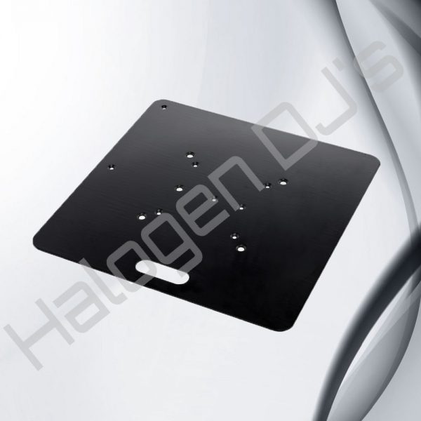 6cm by 6cm base plate for truss lighting totems - Box 600 x 600mm 290mm Truss Base Plate Hire with Halogen DJ Company
