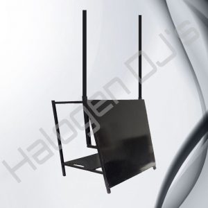 Table for tidy management of DJ equipment and lighting - HAL12 DJ Table Lighting Stand Hire with Halogen DJ Company