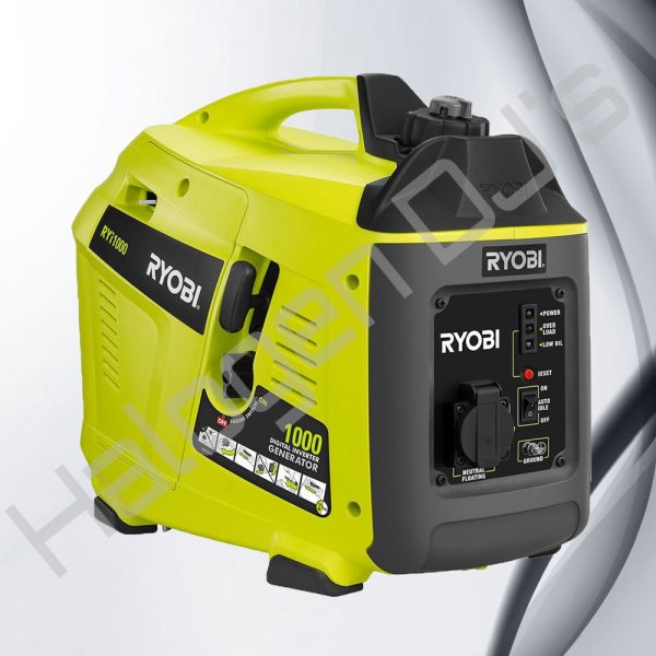 Ryobi brand 1000W generator hire - Ryobi Generator Inverter 1000W Hire with Halogen DJ Company
