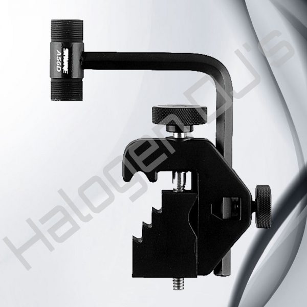 Shure brand microphone mount for drum kit microphones to attach to the rim of the drum - Shure A56D Drum Kit Rim Mount Hire with Halogen DJ Company