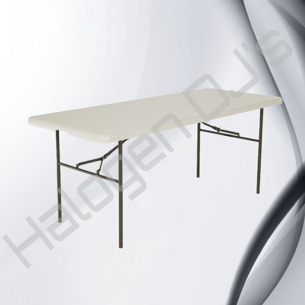 2 by 4 foot trestle table that can be folded up for easy storage and transport - Small 2 x 4 ft Trestle Table Hire with Halogen DJ Company