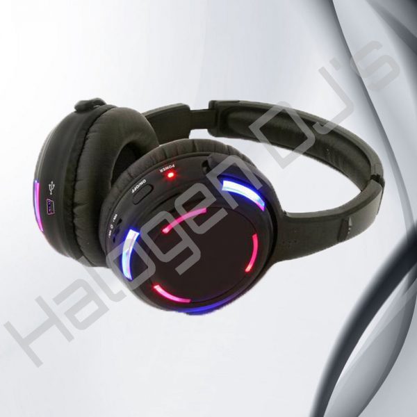 Wireless LED 2 Channel Padded and Cupped Headphone - Wireless VHF 25W 2 Channel Headphone Hire with Halogen DJ Company